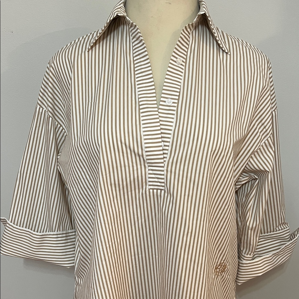 PURETOL by Petra Dieners Elegant Striped Women's Blouse Oversized Cuff Sleeve - Picture 3 of 11